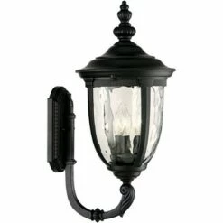 John Timberland Outdoor Wall Light Fixture Textured Black Upbridge Arm 21" Clear Hammered Glass for Exterior Porch Patio -Outdoor Lighting Official Shop unnamed file 3060