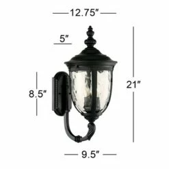 John Timberland Outdoor Wall Light Fixture Textured Black Upbridge Arm 21" Clear Hammered Glass for Exterior Porch Patio -Outdoor Lighting Official Shop unnamed file 3062