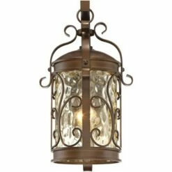 John Timberland Traditional Outdoor Wall Light Fixture Oil Rubbed Bronze Scroll 17 1/2" Amber Hammered Glass for House Porch Patio -Outdoor Lighting Official Shop unnamed file 3067