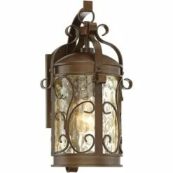 John Timberland Traditional Outdoor Wall Light Fixture Oil Rubbed Bronze Scroll 17 1/2" Amber Hammered Glass for House Porch Patio -Outdoor Lighting Official Shop unnamed file 3068