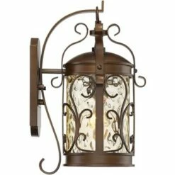 John Timberland Traditional Outdoor Wall Light Fixture Oil Rubbed Bronze Scroll 17 1/2" Amber Hammered Glass for House Porch Patio -Outdoor Lighting Official Shop unnamed file 3069