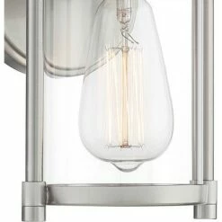 John Timberland Farmhouse Outdoor Lantern Wall Light Fixture Brushed Nickel 10 1/4" Clear Glass Damp Rated for Exterior House -Outdoor Lighting Official Shop unnamed file 3086