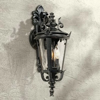 John Timberland Traditional Outdoor Wall Light Fixture Textured Black French 21 3/4" Clear Hammered Glass for Exterior House Porch 3 John Timberland Traditional Outdoor Wall Light Fixture Textured Black French 21 3/4" Clear Hammered Glass for Exterior House Porch