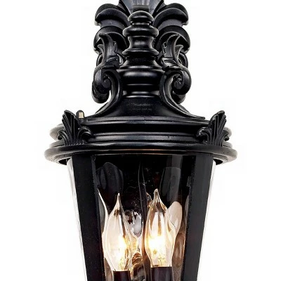 John Timberland Traditional Outdoor Wall Light Fixture Textured Black French 21 3/4" Clear Hammered Glass for Exterior House Porch 4 John Timberland Traditional Outdoor Wall Light Fixture Textured Black French 21 3/4" Clear Hammered Glass for Exterior House Porch - Image 2
