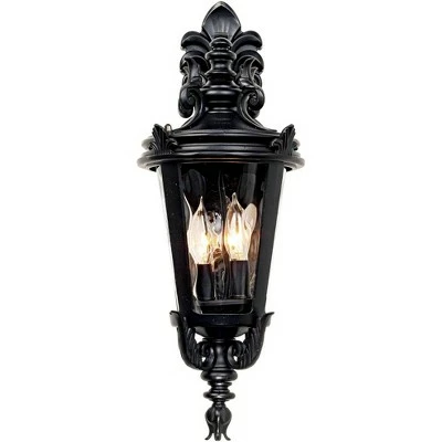 John Timberland Traditional Outdoor Wall Light Fixture Textured Black French 21 3/4" Clear Hammered Glass for Exterior House Porch 6 John Timberland Traditional Outdoor Wall Light Fixture Textured Black French 21 3/4" Clear Hammered Glass for Exterior House Porch - Image 4