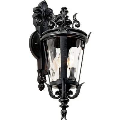 John Timberland Traditional Outdoor Wall Light Fixture Textured Black French 21 3/4" Clear Hammered Glass for Exterior House Porch 7 John Timberland Traditional Outdoor Wall Light Fixture Textured Black French 21 3/4" Clear Hammered Glass for Exterior House Porch - Image 5