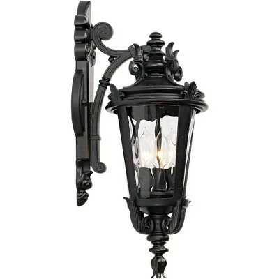 John Timberland Traditional Outdoor Wall Light Fixture Textured Black French 21 3/4" Clear Hammered Glass for Exterior House Porch 8 John Timberland Traditional Outdoor Wall Light Fixture Textured Black French 21 3/4" Clear Hammered Glass for Exterior House Porch - Image 6