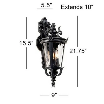John Timberland Traditional Outdoor Wall Light Fixture Textured Black French 21 3/4" Clear Hammered Glass for Exterior House Porch 9 John Timberland Traditional Outdoor Wall Light Fixture Textured Black French 21 3/4" Clear Hammered Glass for Exterior House Porch - Image 7