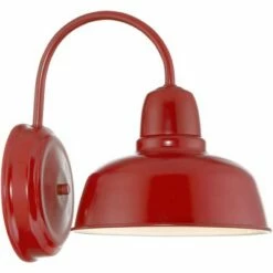 John Timberland Farmhouse Outdoor Wall Light Fixture Urban Barn Red Steel Gooseneck 11 1/4" for Exterior House Porch Patio -Outdoor Lighting Official Shop unnamed file 3111