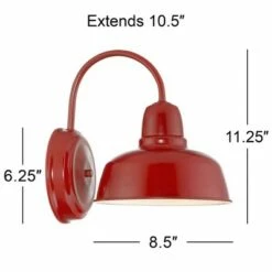 John Timberland Farmhouse Outdoor Wall Light Fixture Urban Barn Red Steel Gooseneck 11 1/4" for Exterior House Porch Patio -Outdoor Lighting Official Shop unnamed file 3112