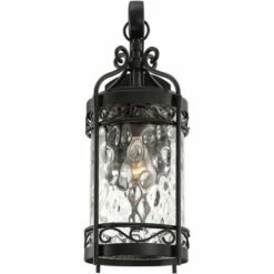 John Timberland Outdoor Wall Light Fixture Matte Black 19" Clear Hammered Glass for Exterior House Porch Patio Deck -Outdoor Lighting Official Shop unnamed file 3120