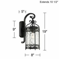 John Timberland Outdoor Wall Light Fixture Matte Black 19" Clear Hammered Glass for Exterior House Porch Patio Deck -Outdoor Lighting Official Shop unnamed file 3123