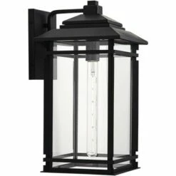 John Timberland Mission Outdoor Wall Light Fixture Matte Black Metal 19" Clear Glass Shade Exterior House Porch Patio Deck Home -Outdoor Lighting Official Shop unnamed file 3170