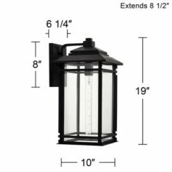 John Timberland Mission Outdoor Wall Light Fixture Matte Black Metal 19" Clear Glass Shade Exterior House Porch Patio Deck Home -Outdoor Lighting Official Shop unnamed file 3172