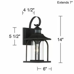 John Timberland Mission Outdoor Wall Light Fixture Textured Black 14 1/4" Clear Glass Motion Sensor for Exterior House Porch Patio -Outdoor Lighting Official Shop unnamed file 3184