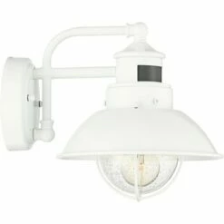 John Timberland Farmhouse Outdoor Barn Light Wall Fixture White 9" Clear Seedy Glass Dusk to Dawn Motion Sensor for House Porch Patio -Outdoor Lighting Official Shop unnamed file 3197