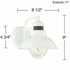 John Timberland Farmhouse Outdoor Barn Light Wall Fixture White 9" Clear Seedy Glass Dusk to Dawn Motion Sensor for House Porch Patio -Outdoor Lighting Official Shop unnamed file 3198