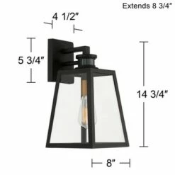 John Timberland Industrial Outdoor Wall Light Fixture Black 14 3/4" Clear Glass Dusk To Dawn Motion Sensor Exterior Porch Patio -Outdoor Lighting Official Shop unnamed file 3204