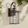 John Timberland Modern Outdoor Wall Fixture Bronze 15 1/4" Clear Water Glass Lantern Dusk to Dawn Motion Security Sensor for Exterior Porch -Outdoor Lighting Official Shop unnamed file 3210
