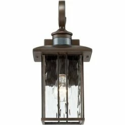 John Timberland Modern Outdoor Wall Fixture Bronze 15 1/4" Clear Water Glass Lantern Dusk to Dawn Motion Security Sensor for Exterior Porch -Outdoor Lighting Official Shop unnamed file 3213