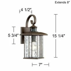 John Timberland Modern Outdoor Wall Fixture Bronze 15 1/4" Clear Water Glass Lantern Dusk to Dawn Motion Security Sensor for Exterior Porch -Outdoor Lighting Official Shop unnamed file 3215