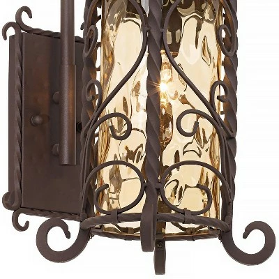 John Timberland Rustic Outdoor Wall Light Fixture Dark Walnut Iron Twists 18 1/2" Champagne Hammered Glass for Exterior House Deck 4 John Timberland Rustic Outdoor Wall Light Fixture Dark Walnut Iron Twists 18 1/2" Champagne Hammered Glass for Exterior House Deck - Image 2