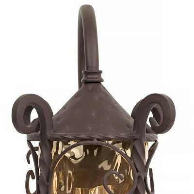 John Timberland Rustic Outdoor Wall Light Fixture Dark Walnut Iron Twists 18 1/2" Champagne Hammered Glass for Exterior House Deck 5 John Timberland Rustic Outdoor Wall Light Fixture Dark Walnut Iron Twists 18 1/2" Champagne Hammered Glass for Exterior House Deck - Image 3