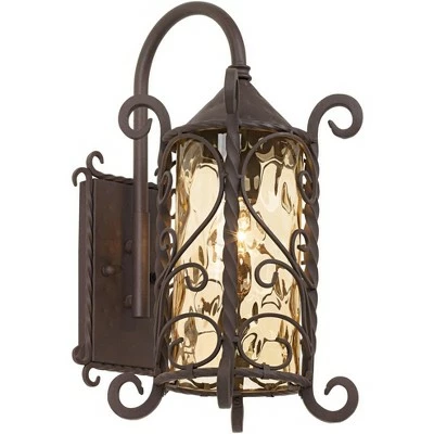 John Timberland Rustic Outdoor Wall Light Fixture Dark Walnut Iron Twists 18 1/2" Champagne Hammered Glass for Exterior House Deck 8 John Timberland Rustic Outdoor Wall Light Fixture Dark Walnut Iron Twists 18 1/2" Champagne Hammered Glass for Exterior House Deck - Image 6
