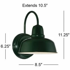 John Timberland Farmhouse Outdoor Wall Light Fixture Urban Barn Green Steel Gooseneck 11 1/4" for Exterior House Porch Patio -Outdoor Lighting Official Shop unnamed file 3239