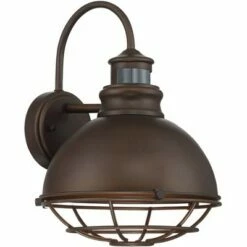 John Timberland Industrial Outdoor Wall Light Fixture Urban Barn Oiled Bronze 14" Round Cage Motion Security Sensor for House Porch Patio -Outdoor Lighting Official Shop unnamed file 3244