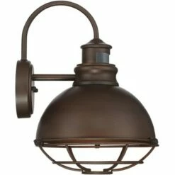 John Timberland Industrial Outdoor Wall Light Fixture Urban Barn Oiled Bronze 14" Round Cage Motion Security Sensor for House Porch Patio -Outdoor Lighting Official Shop unnamed file 3245