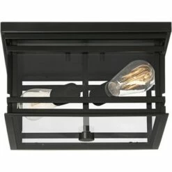 John Timberland Mission Outdoor Ceiling Light Fixture Matte Black Metal 13" Clear Glass for Exterior House Porch Patio Deck Home -Outdoor Lighting Official Shop unnamed file 325