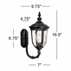 John Timberland Traditional Outdoor Wall Light Fixture Texturized Black Upbridge 16 1/2" Clear Hammered Glass for Exterior House -Outdoor Lighting Official Shop unnamed file 3250