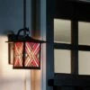 11.75" Stained Glass 1-Light Geometric Bronze Outdoor Lantern Wall Sconce - River of Goods