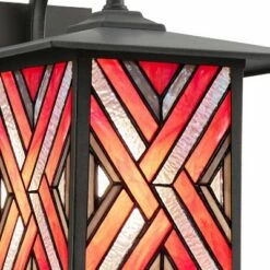 11.75" Stained Glass 1-Light Geometric Bronze Outdoor Lantern Wall Sconce - River of Goods -Outdoor Lighting Official Shop unnamed file 3256