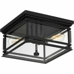 John Timberland Mission Outdoor Ceiling Light Fixture Matte Black Metal 13" Clear Glass for Exterior House Porch Patio Deck Home -Outdoor Lighting Official Shop unnamed file 326