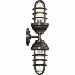 John Timberland Nautical Outdoor Wall Light Fixture Painted Bronze Cage 22 1/2" Clear Glass Up Down for Exterior House Porch Patio -Outdoor Lighting Official Shop unnamed file 3276