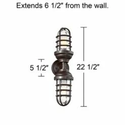 John Timberland Nautical Outdoor Wall Light Fixture Painted Bronze Cage 22 1/2" Clear Glass Up Down for Exterior House Porch Patio -Outdoor Lighting Official Shop unnamed file 3277