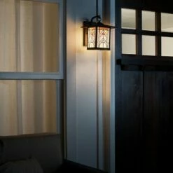 11.75" 1-Light Geometric Outdoor Wall Lantern Sconce Oil Rubbed Bronze - River of Goods -Outdoor Lighting Official Shop unnamed file 3280