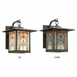 11.75" 1-Light Geometric Outdoor Wall Lantern Sconce Oil Rubbed Bronze - River of Goods -Outdoor Lighting Official Shop unnamed file 3281