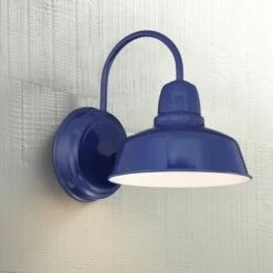 John Timberland Farmhouse Outdoor Wall Light Fixture Urban Barn Blue Gooseneck 11 1/4" for Exterior House Porch Patio Deck