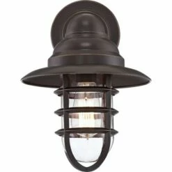John Timberland Industrial Farmhouse Outdoor Barn Light Wall Fixtures Set of 2 Bronze 13 1/4" Metal Cage Clear Glass for Exterior House -Outdoor Lighting Official Shop unnamed file 3303
