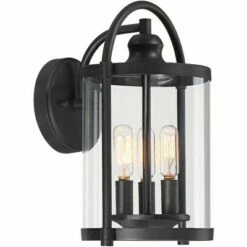 John Timberland Modern Outdoor Wall Light Fixture Black 13" Cylindrical Glass for Exterior House Porch Patio Deck Entryway -Outdoor Lighting Official Shop unnamed file 3308