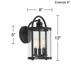 John Timberland Modern Outdoor Wall Light Fixture Black 13" Cylindrical Glass for Exterior House Porch Patio Deck Entryway -Outdoor Lighting Official Shop unnamed file 3310