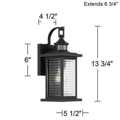 John Timberland Mission Outdoor Wall Light Fixture Textured Black 13 3/4" Clear Stripped Glass Motion Security Sensor for Porch Entryway 9 John Timberland Mission Outdoor Wall Light Fixture Textured Black 13 3/4" Clear Stripped Glass Motion Security Sensor for Porch Entryway - Image 7