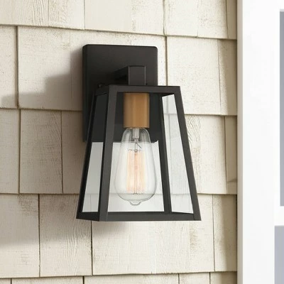 John Timberland Modern Outdoor Wall Light Fixture Mystic Black Gold 10 3/4" Clear Glass Panels Exterior House Porch Patio Outside 3 John Timberland Modern Outdoor Wall Light Fixture Mystic Black Gold 10 3/4" Clear Glass Panels Exterior House Porch Patio Outside