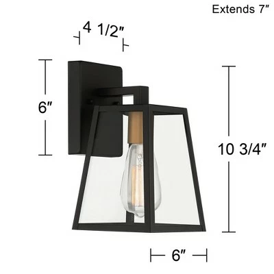 John Timberland Modern Outdoor Wall Light Fixture Mystic Black Gold 10 3/4" Clear Glass Panels Exterior House Porch Patio Outside 8 John Timberland Modern Outdoor Wall Light Fixture Mystic Black Gold 10 3/4" Clear Glass Panels Exterior House Porch Patio Outside - Image 6