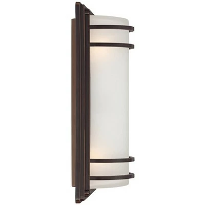 John Timberland Modern Outdoor Wall Sconce Fixture Rubbed Bronze 16" Opal Etched Glass for Exterior House Porch Patio 5 John Timberland Modern Outdoor Wall Sconce Fixture Rubbed Bronze 16" Opal Etched Glass for Exterior House Porch Patio - Image 3
