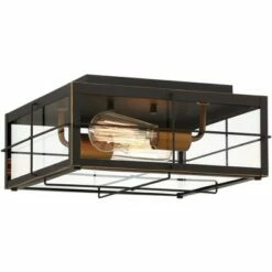 John Timberland Modern Outdoor Ceiling Light Fixture Black 2-Light 5 1/2" Clear Glass for Exterior House Porch Patio Outside Deck -Outdoor Lighting Official Shop unnamed file 336