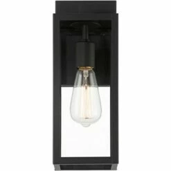 John Timberland Modern Outdoor Wall Lights Fixtures Set of 2 Mystic Black Damp Rated 14" Clear Glass Exterior House Porch Patio -Outdoor Lighting Official Shop unnamed file 3361